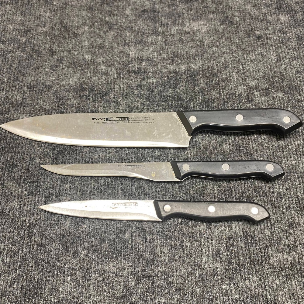 Koch Messer 3 Piece Stainless Steel Kitchen Knife Set Chef Utility Paring Black